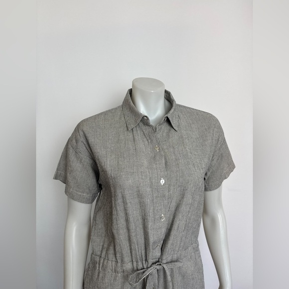 EILEEN FISHER - ORGANIC COTTON LINEN Ticking Stripe Jumpsuit. Boxy fit. XS - Picture 7 of 14